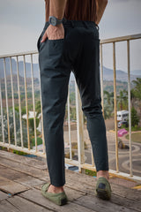 L&C Black Checked Regular Fit Ankle Length Formal/Casual Pants For Men | Polyester Viscose Blend