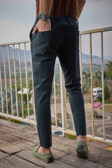 L&C Black Checked Regular Fit Ankle Length Formal/Casual Pants For Men | Polyester Viscose Blend