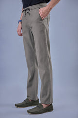 L&C Men's Dark Grey Cotton Dobby Casual Lowers | Comfort Fit