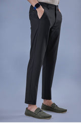 L&C Black Regular Fit Ankle Length Formal/Casual Pants For Men | Lined | Polyester Viscose Blend