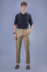 L&C Khaki Regular Fit Ankle Length Formal/Casual Pants For Men | Lined | Polyester Viscose Blend