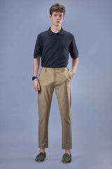 L&C Khaki Regular Fit Ankle Length Formal/Casual Pants For Men | Lined | Polyester Viscose Blend