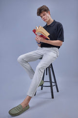 L&C Light Grey Regular Fit Ankle Length Formal/Casual Pants For Men | Lined | Polyester Viscose Blend