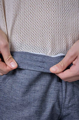 L&C Blue Relax Fit Ankle Length Casual Lowers for Men | Linen Blend Comfort