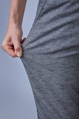 L&C Dark Grey Relax Fit Ankle Length Casual Linen Blend Lowers For Men