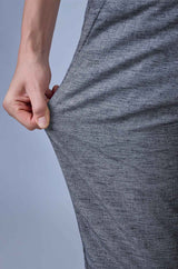 L&C Dark Grey Relax Fit Ankle Length Casual Linen Blend Lowers For Men