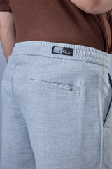 L&C Sky Blue Relax Fit Ankle Length Casual Lowers for Men | Linen Blend | Comfortable and Stylish