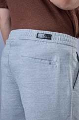 L&C Sky Blue Relax Fit Ankle Length Casual Lowers for Men | Linen Blend | Comfortable and Stylish