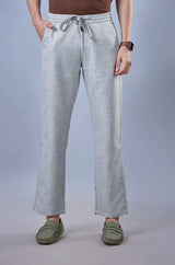 L&C Light Grey Relax Fit Casual Ankle Length Linen Blend Lowers for Men