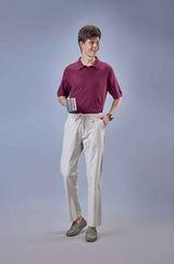 L&C Beige Relax Fit Ankle Length Casual Lowers for Men | Linen Blend | Comfortable Lounge Wear