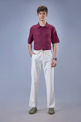 L&C Cream Relax Fit Ankle Length Casual Lowers for Men | Linen Blend