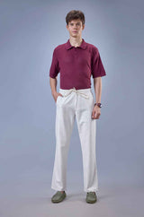 L&C Cream Relax Fit Ankle Length Casual Lowers for Men | Linen Blend