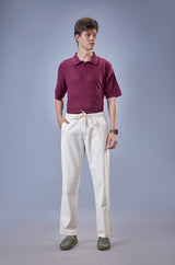 L&C Beige Relax Fit Ankle Length Casual Lowers for Men | Linen Blend | Comfortable Lounge Wear