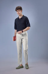 L&C Beige Relax Fit Ankle Length Casual Lowers For Men | Linen Blend | Breathable Comfort