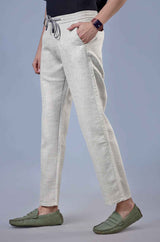 L&C Beige Relax Fit Ankle Length Casual Lowers For Men | Linen Blend | Breathable Comfort