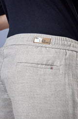 L&C Beige Relax Fit Ankle Length Casual Lowers For Men | Linen Blend | Breathable Comfort