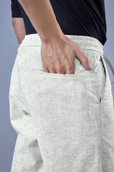 L&C Light Pista Relax Fit Ankle Length Casual Lowers for Men | Linen Blend | Comfortable Wear