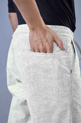 L&C Light Pista Relax Fit Ankle Length Casual Lowers for Men | Linen Blend | Comfortable Wear