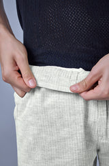 L&C Light Pista Relax Fit Ankle Length Casual Lowers for Men | Linen Blend | Comfortable Wear