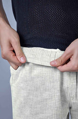 L&C Light Pista Relax Fit Ankle Length Casual Lowers for Men | Linen Blend | Comfortable Wear