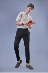 L&C Black Regular Fit Ankle Length Formal/Casual Pants For Men | Lined | Polyester Viscose Blend