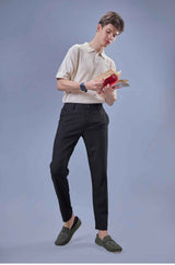 L&C Black Regular Fit Ankle Length Formal/Casual Pants For Men | Lined | Polyester Viscose Blend