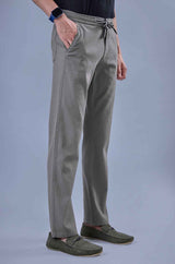 L&C Men's Dark Grey Cotton Dobby Casual Lowers | Comfort Fit