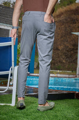 L&C Grey Regular Fit Ankle Length Formal/Casual Pants For Men | Lined | Polyester Viscose Blend