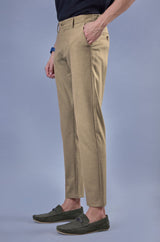 L&C Khaki Regular Fit Ankle Length Formal/Casual Pants For Men | Lined | Polyester Viscose Blend