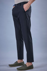 L&C Navy Regular Fit Ankle Length Formal/Casual Pants For Men | Lined | Polyester Viscose Blend