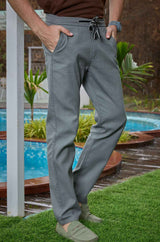 L&C Men's Stone Cotton Dobby Casual Lowers | Comfort Fit