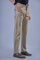 L&C Men's Khaki Cotton Dobby Casual Lowers | Comfort Fit