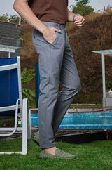 L&C Grey Regular Fit Ankle Length Formal/Casual Pants For Men | Lined | Polyester Viscose Blend