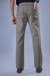 L&C Men's Dark Grey Cotton Dobby Casual Lowers | Comfort Fit