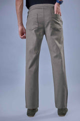 L&C Men's Dark Grey Cotton Dobby Casual Lowers | Comfort Fit