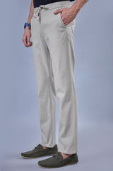 L&C Men's Beige Cotton Dobby Casual Lowers | Comfort Fit