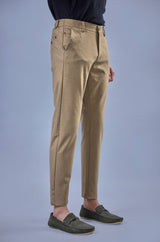 L&C Khaki Regular Fit Ankle Length Formal/Casual Pants For Men | Lined | Polyester Viscose Blend