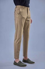 L&C Khaki Regular Fit Ankle Length Formal/Casual Pants For Men | Lined | Polyester Viscose Blend
