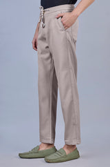 Beige| Linen Look Dobby| Polyester| Casual Lowers by L&C | Relax Fit With 4 Pockets and Drawstring