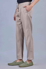 Beige| Linen Look Dobby| Polyester| Casual Lowers by L&C | Relax Fit With 4 Pockets and Drawstring