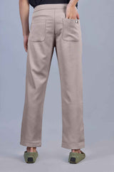 Beige| Linen Look Dobby| Polyester| Casual Lowers by L&C | Relax Fit With 4 Pockets and Drawstring
