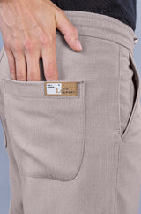 Beige| Linen Look Dobby| Polyester| Casual Lowers by L&C | Relax Fit With 4 Pockets and Drawstring