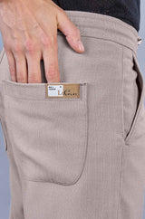 Beige| Linen Look Dobby| Polyester| Casual Lowers by L&C | Relax Fit With 4 Pockets and Drawstring