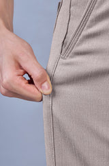 Beige| Linen Look Dobby| Polyester| Casual Lowers by L&C | Relax Fit With 4 Pockets and Drawstring