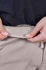 Beige| Linen Look Dobby| Polyester| Casual Lowers by L&C | Relax Fit With 4 Pockets and Drawstring