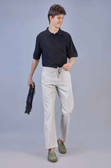 Beige| Linen Slub |Linen Blend | Casual Lowers by L&C | Relax Fit With 4 Pockets and Drawstring