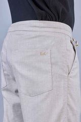 Beige| Linen Slub |Linen Blend | Casual Lowers by L&C | Relax Fit With 4 Pockets and Drawstring