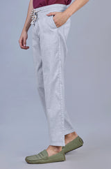 Stylish Sky Blue| L&C Casual Lowers in Linen Blend | Linen Slub | Relax Fit Design with 4 Pockets and Drawstring