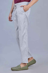 Stylish Sky Blue| L&C Casual Lowers in Linen Blend | Linen Slub | Relax Fit Design with 4 Pockets and Drawstring