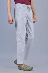 Stylish Sky Blue| L&C Casual Lowers in Linen Blend | Linen Slub | Relax Fit Design with 4 Pockets and Drawstring